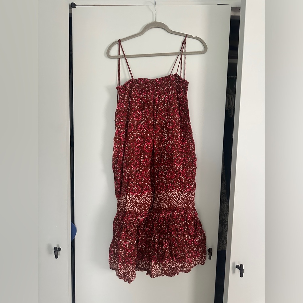 Ulla Johnson Red Floral Tiered Sundress